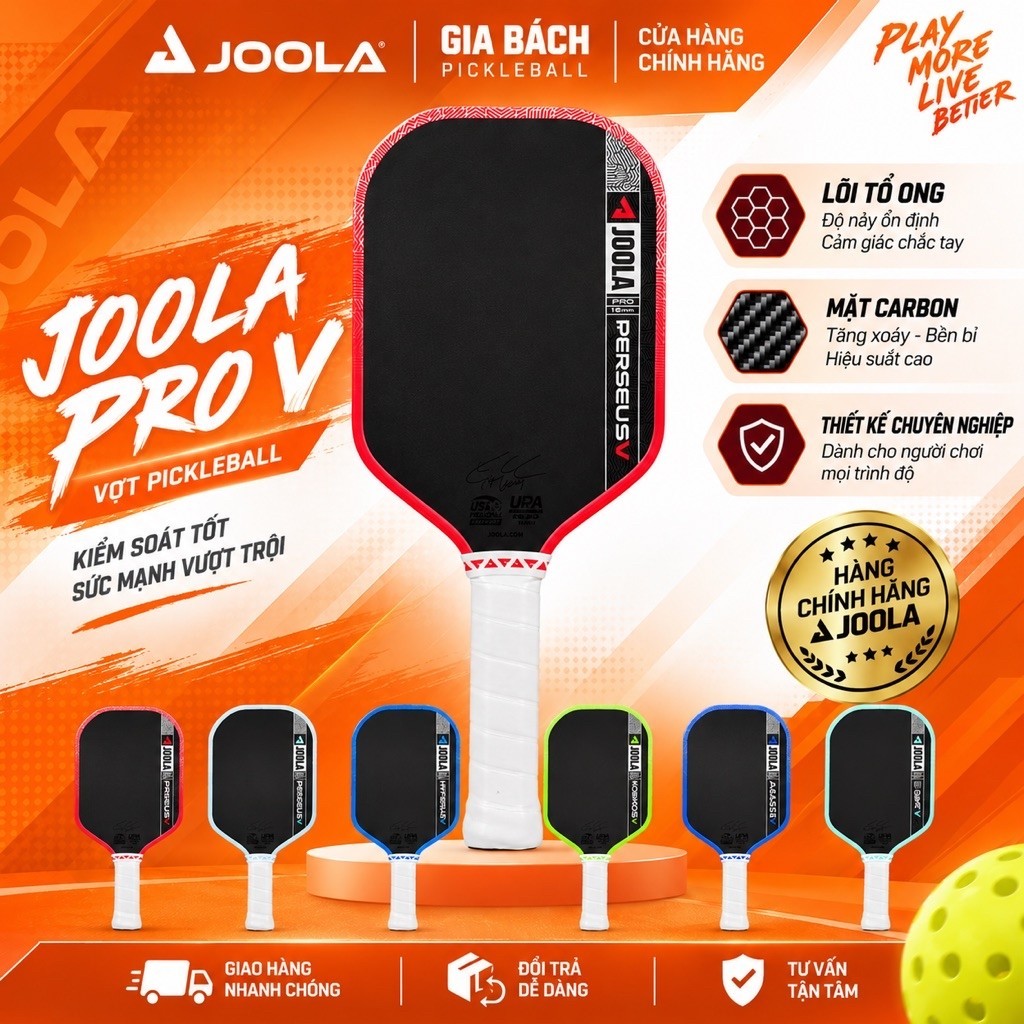 Vợt Pickleball Joola Pro V Perseus, Hyperion, Kosmos, Agassi, Graf cam kết chính hãng, check Nfc bảo
