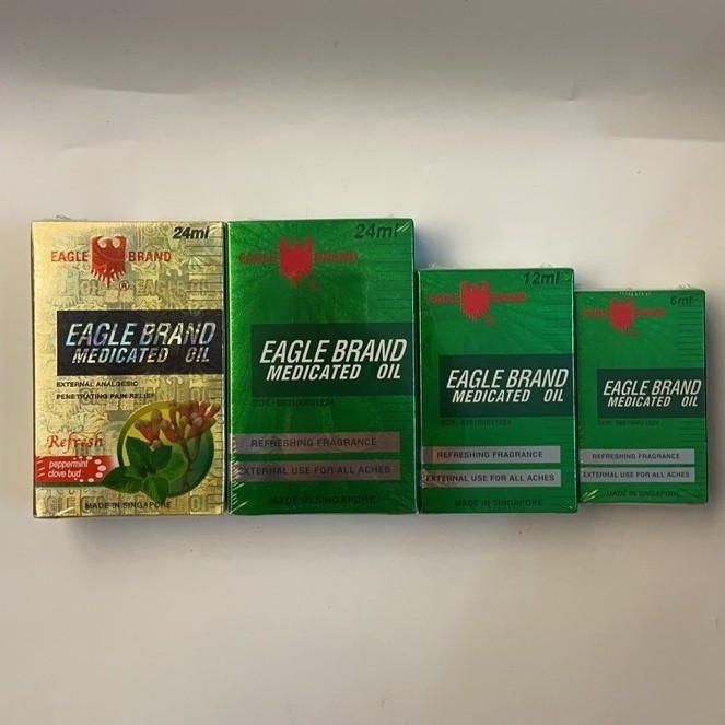 Dầu nước vàng  xanh Singapore Mỹ dầu gió con ó Eagle brand Medicated oil refresh chai mini 3mL - 24m