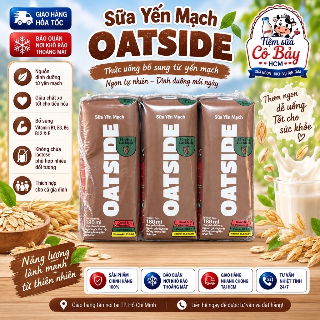 Lốc -Sữa Oatside Nâu Mini 180ml