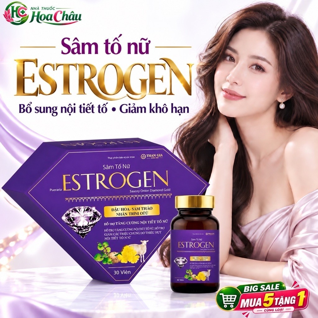 Viên Uống Nội Tiết Tố Nữ Estrogen 30 Viên – Cân Bằng Nội Tiết, Giảm Khô Hạn, Đẹp Da