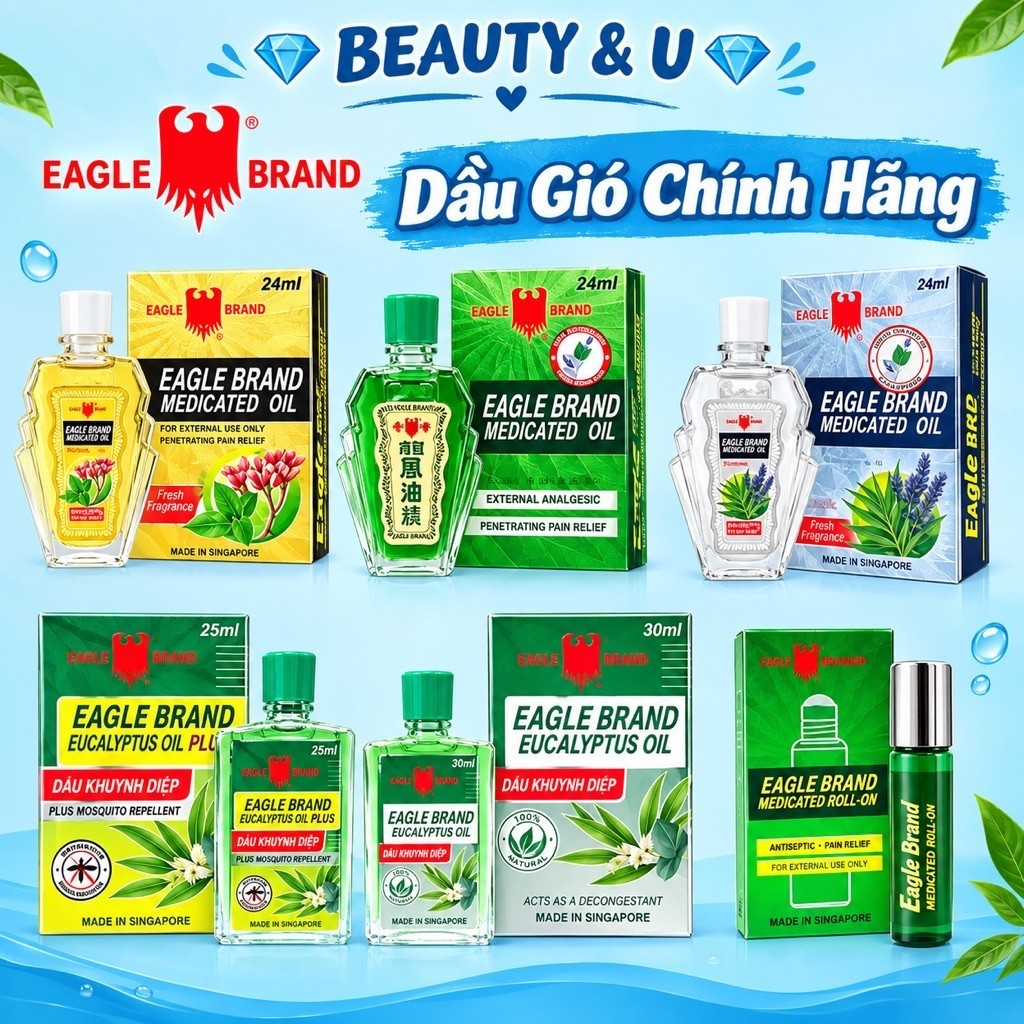 DẦU GIÓ XANH MỸ VÀNG TRẮNG CON Ó 2 NẤC 24ml EAGLE BRAND
