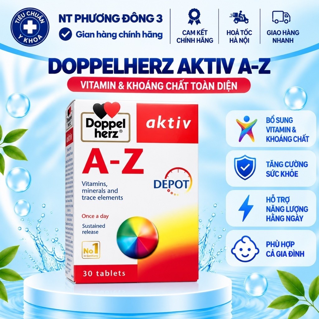Doppelherz aktiv A-Z Depot 30 Viên | Bổ Sung 27 Vitamin & Khoáng Chất Thiết Yếu | Hỗ Trợ Tăng Cường 