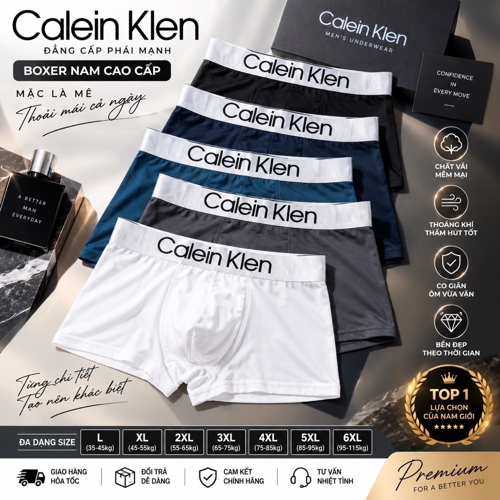 Quần Boxer Nam Calein Klen Mặc Mát – Co Giãn 4 Chiều,Size 35-115kg,giá từ 65k