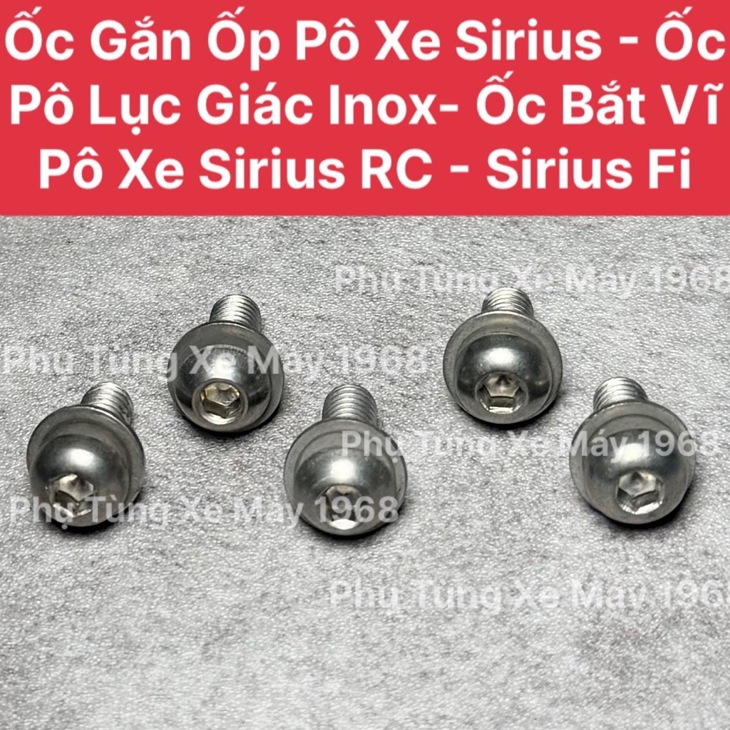 ( 5 Con ) Ốc Gắn Ốp Pô Xe Sirius - Ốc Pô Lục Giác Inox- Ốc Bắt Vĩ Pô Xe Sirius RC - Sirius Fi Hàng C