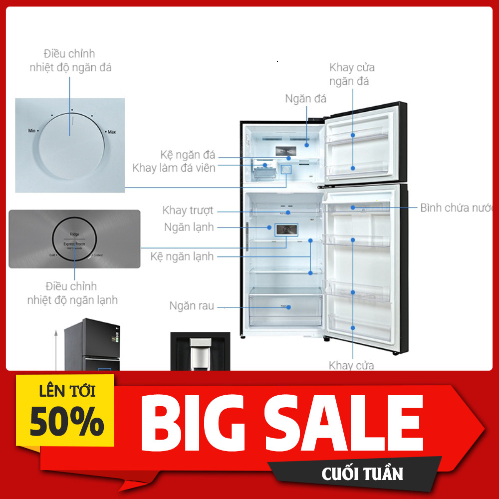 Nhắn shop đặt hàng Tủ lạnh LG Inverter 374 lít GN-D372BL 2 cánh tiết kiệm điện làm lạnh đa chiều bền