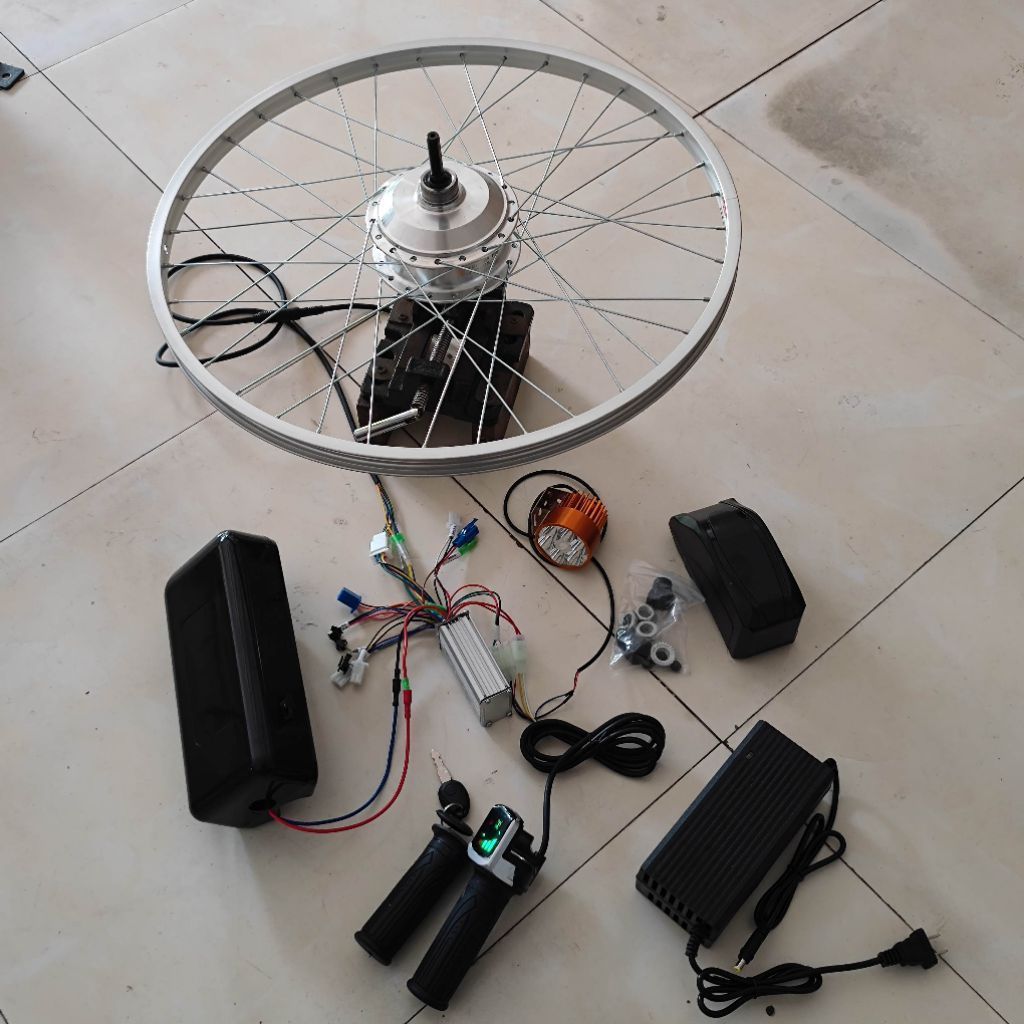Bộ điện bánh sau 350w cho xe đạp mini xe đạp cào cào