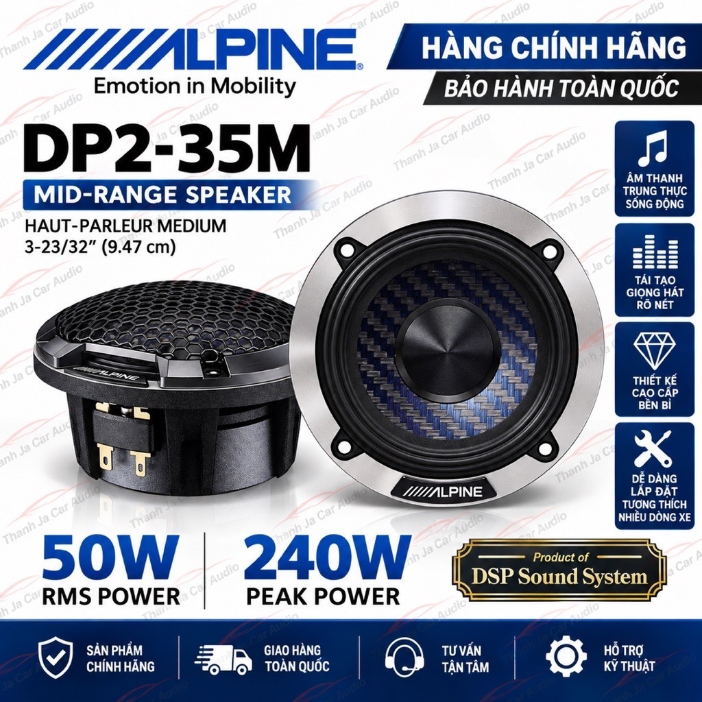 Loa Trung Tâm Ford Everest và Ranger / Alpine DP2 35M Tặng Dây Loa Cao Cấp