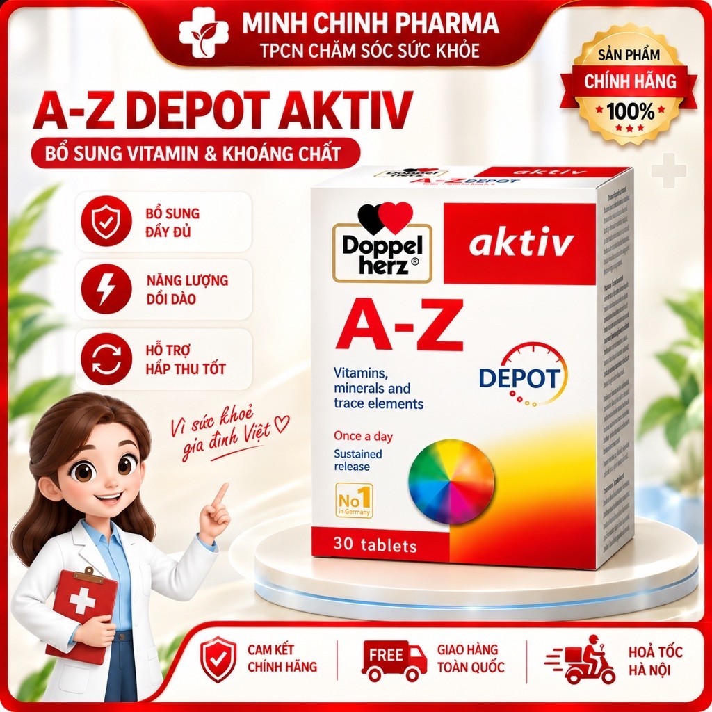 Vitamin tổng hợp Doppelherz Aktiv A-Z Depot 30 viên, hàng nhập