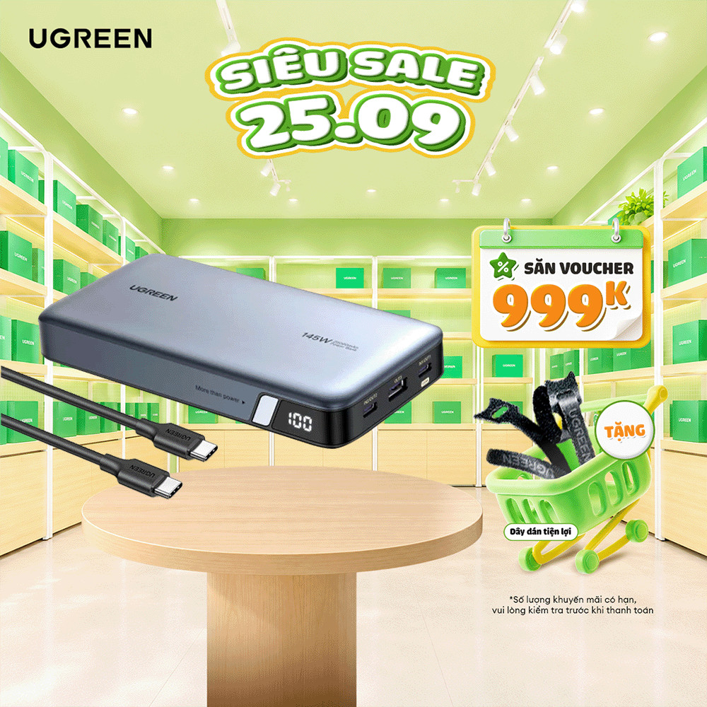 Pin sạc dự phòng Ugreen 10000mAh - 25000mAh | Sạc nhanh 100W - 200W | Chính hãng - Bảo hành 18 tháng