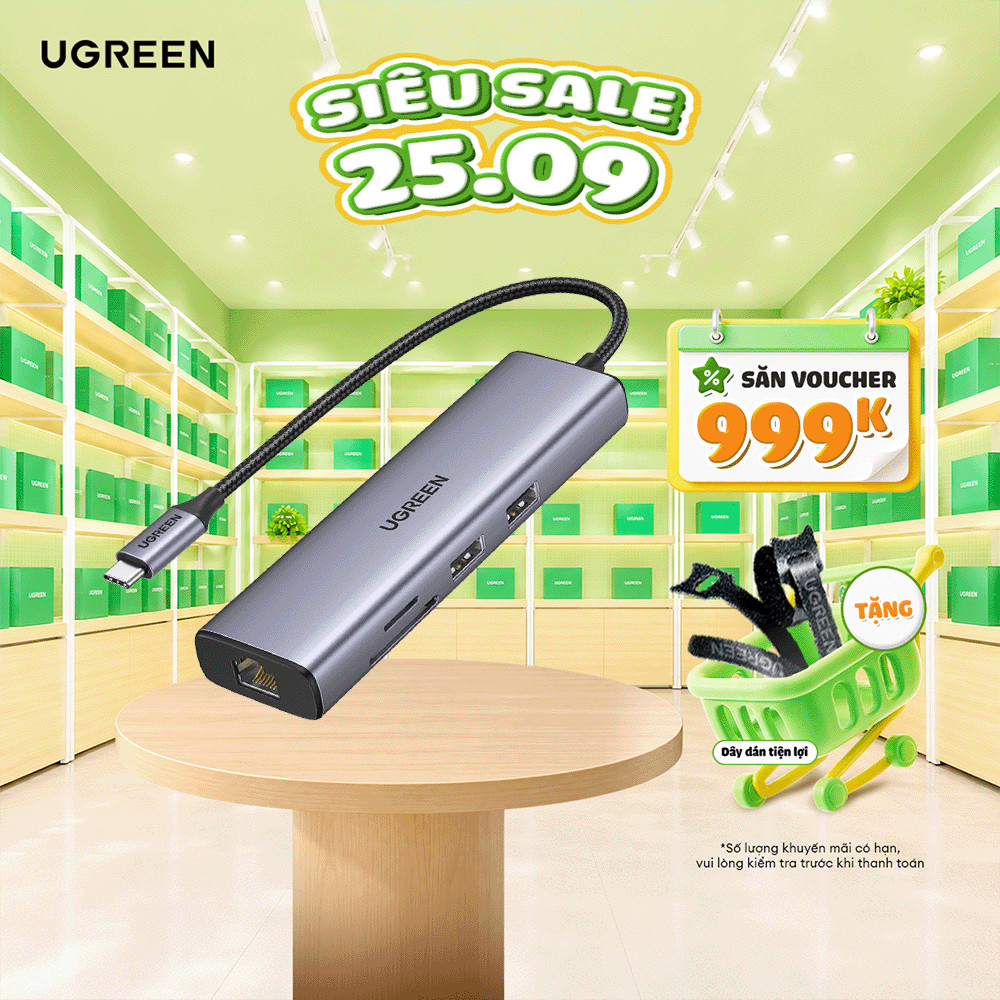 Hub chuyển đổi Type C UGREEN CM512, CM212 & CM195 | 7 in 1 | Hỗ trợ OTG | Sạc PD 100W | Bảo Hành 1 Đ