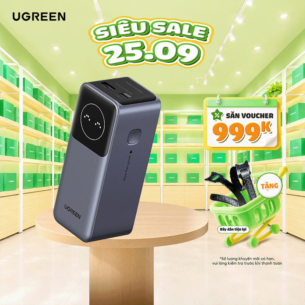 Pin sạc dự phòng Ugreen 12000mAh-20000mAh-25000mAh 100W-200W | Hỗ trợ sạc nhanh PD/QC/PPS | Bảo hành