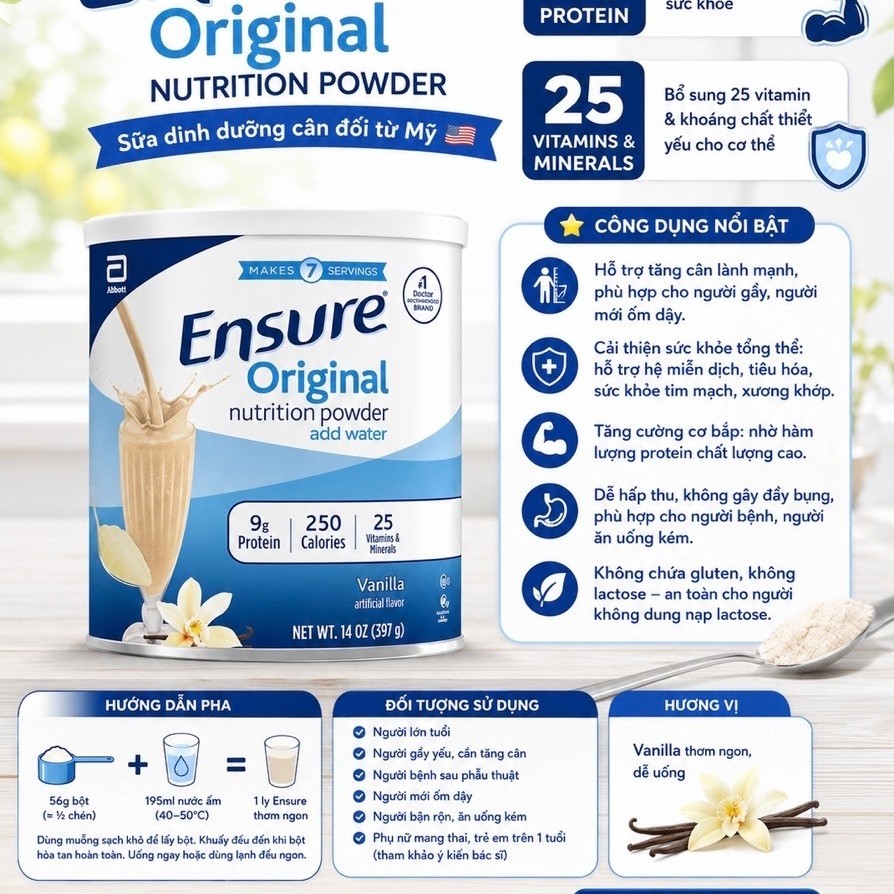 Sữa Bột Ensure Original Mỹ 400g