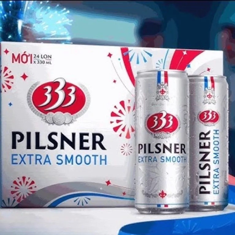 Thùng 24 Lon Bia 333 Pilsner 330ml Vị Êm Nhẹ - 24Pcs