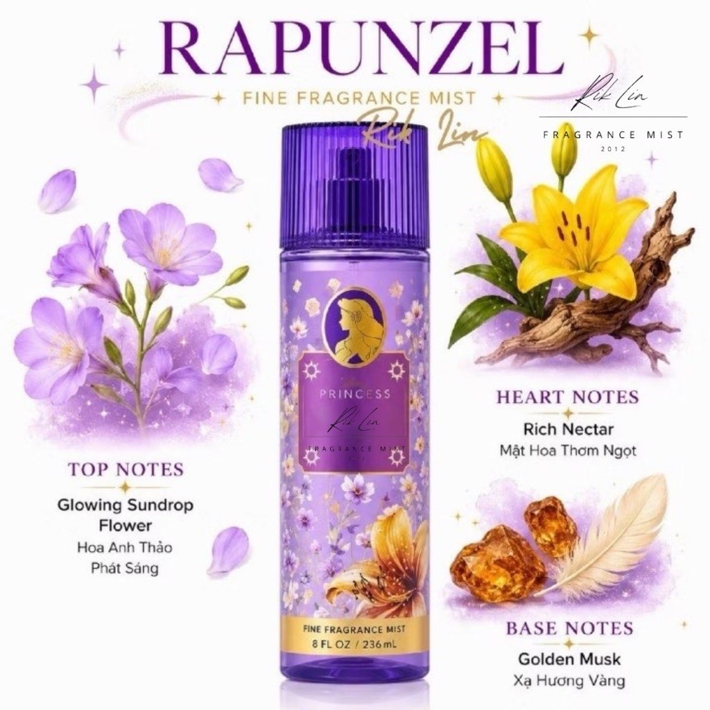 DISNEY _RAPUNZEL | JASMINE|CINDERELLA | JASMINE & ELDERBERRY - Xịt Thơm Body Mist Toàn Thân