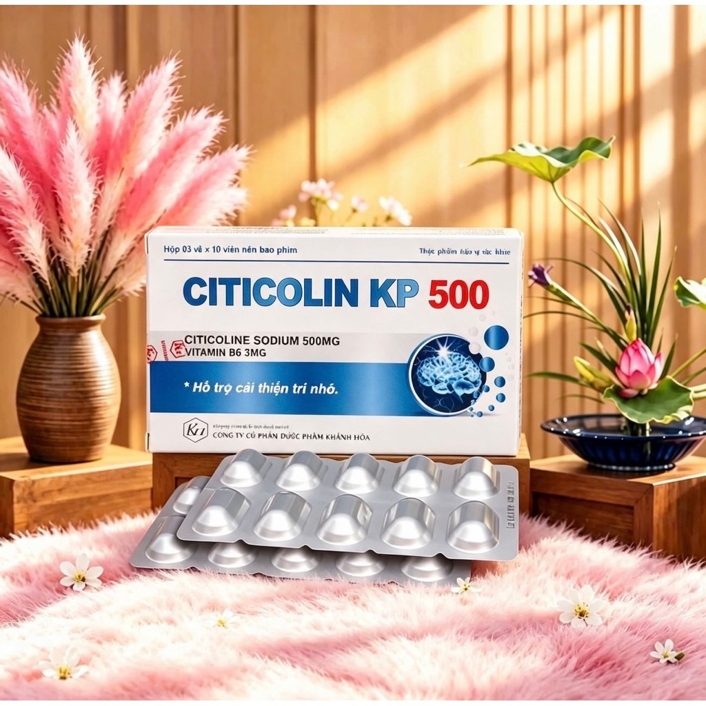 Citicoline 500mg Citicolin KP 500 DP (Hộp 30 viên) - Giúp cải thiện trí nhớ, tăng khả năng tập trung