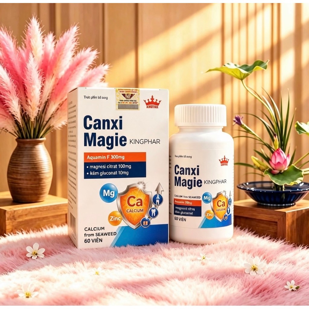 Viên uống Canxi Magie hộp 60 viên nang mềm, hỗ trợ xương khớp, bổ sung khoáng chất Magie, kẽm