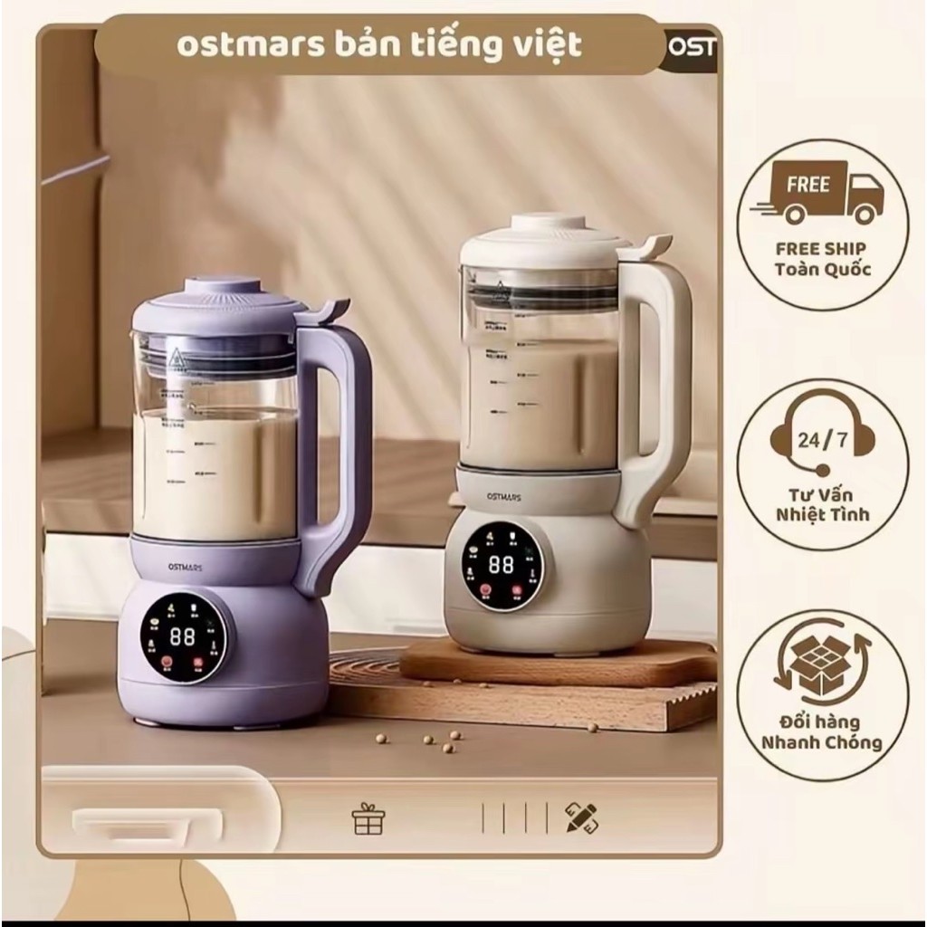 Máy Làm Sữa Hạt OSTMARS Đa Chức Năng Nấu Dung Tích 1L
