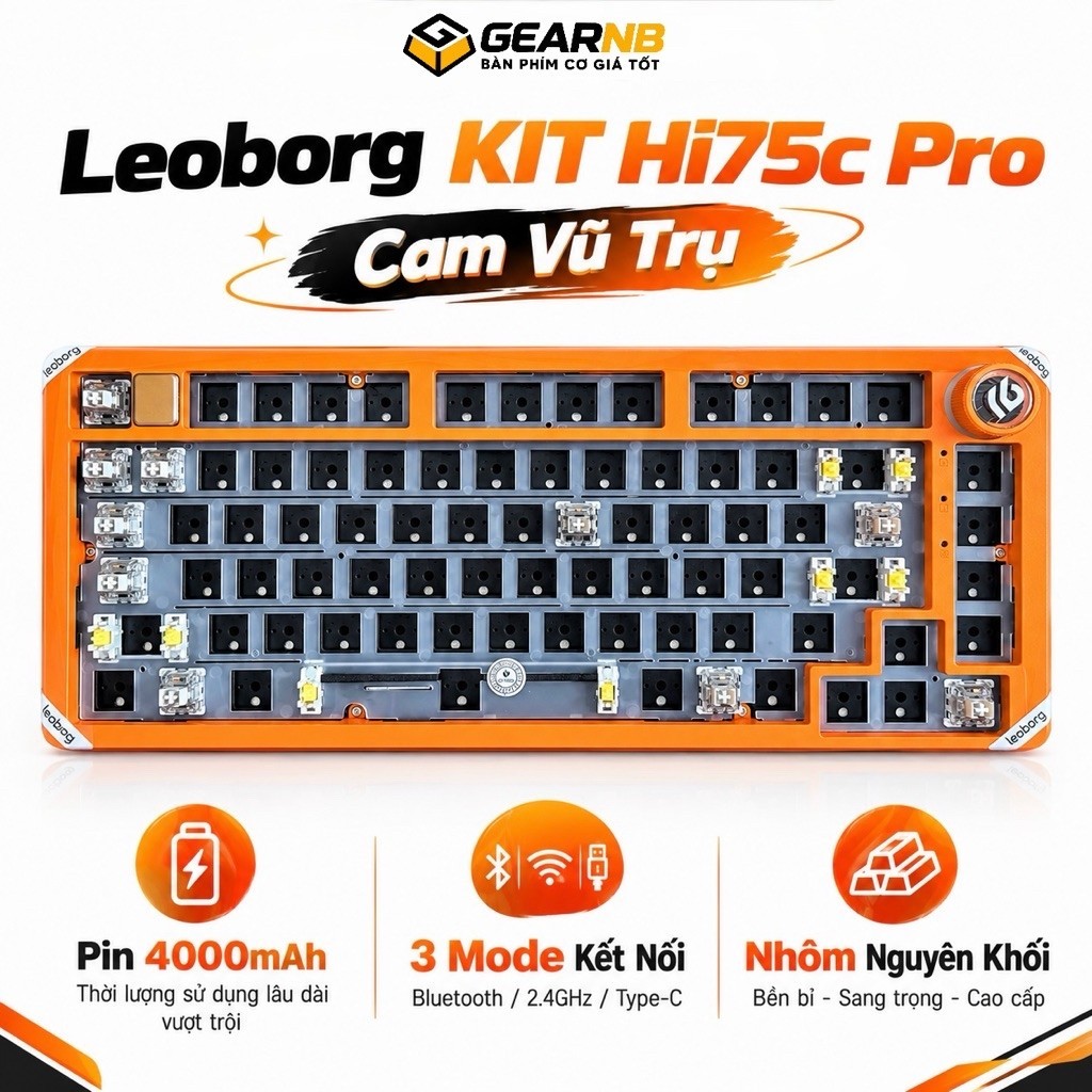 [Hoả Tốc] kit bàn phím cơ Hi75C Pro vỏ nhôm led RGB mạch xuôi hotswap 5 pin kit bàn phím cơ Hi75 Pro