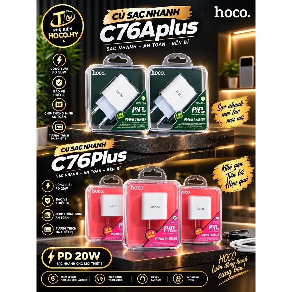 Củ sạc nhanh Hoco 20w C76Aplus- C76 plus chính hãng
