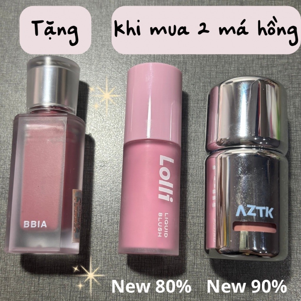 (Có bill chính hãng)Combo 2 má hồng tặng son-Ophelia LB13-AZTK JC06-BBIA V47-Beauty2ndchance-Pass Mỹ