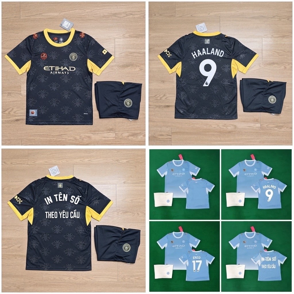 Bộ Quần Áo Đá Trẻ em , Áo Đá Banh Trẻ Em CLB Man. city SK + SN Mùa 2026/2027 In HAALAND(Mẫu mới nhất