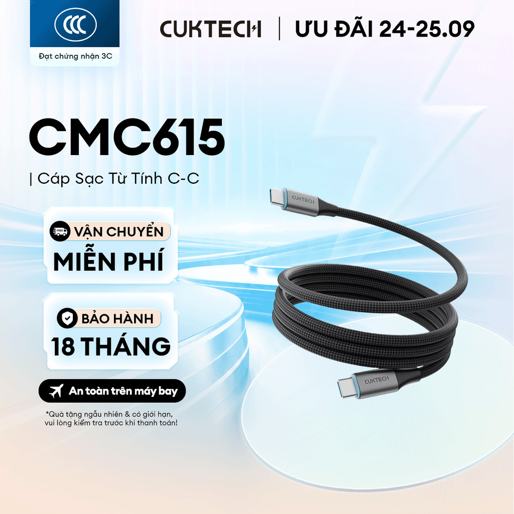 Cáp Sạc Từ Tính CUKTECH 240W C-C | Hỗ Trợ Sạc, Truyền Tệp Nhanh |  Bảo Hành 18 Tháng CMC610 CMC615