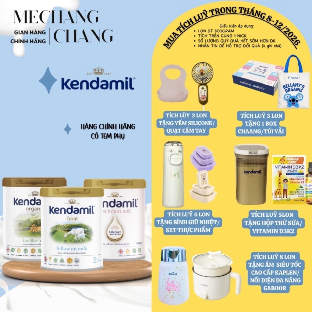 [TÍCH LUỸ QUÀ TẶNG + NHẬP KHẨU] Sữa Kendamil Nguyên Kem dòng Classic và Organic đủ số 1, 2, 3 lon 800g nk
