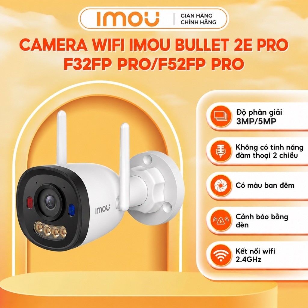 Camera Wifi IMOU Bullet 2E F32FP/F52FP/F32FP PRO/F52FP PRO Chỉ Thu Âm, Có Màu Ban Đêm, Báo Động