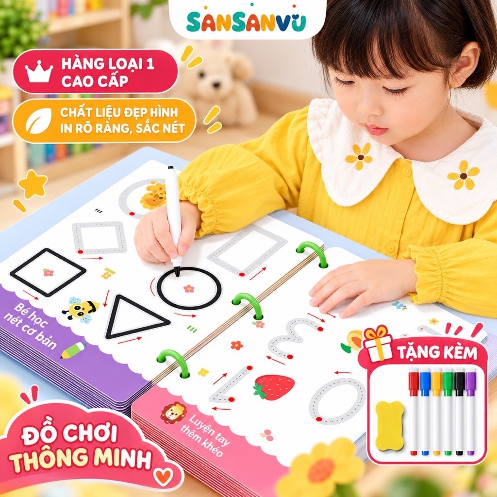 Combo Tập Tô Vẽ Thông Minh Xóa Được 64 Trang-Học Liệu Montessori Dành Cho…