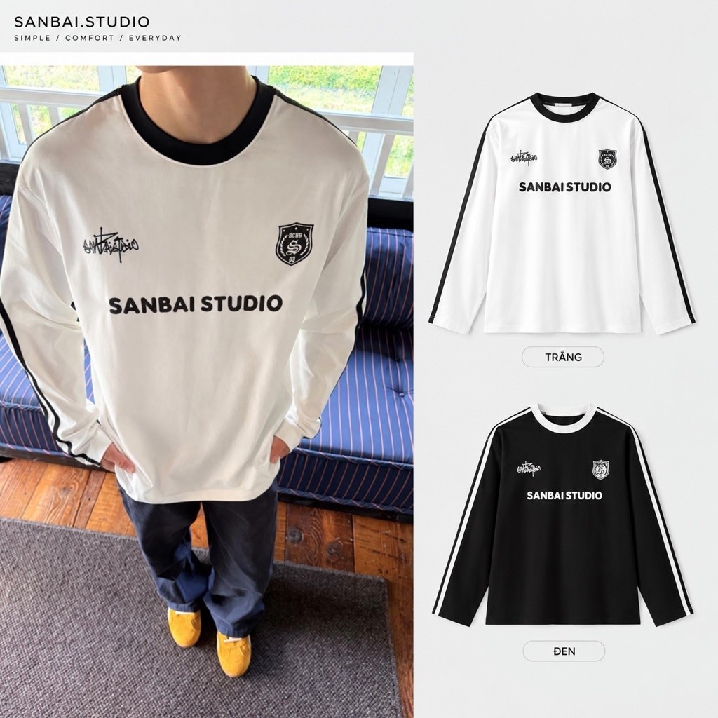[SẮP MỞ BÁN 189k] áo phông dài tay SANBAI STUDIO cotton 4 chiều cho nam và nữ