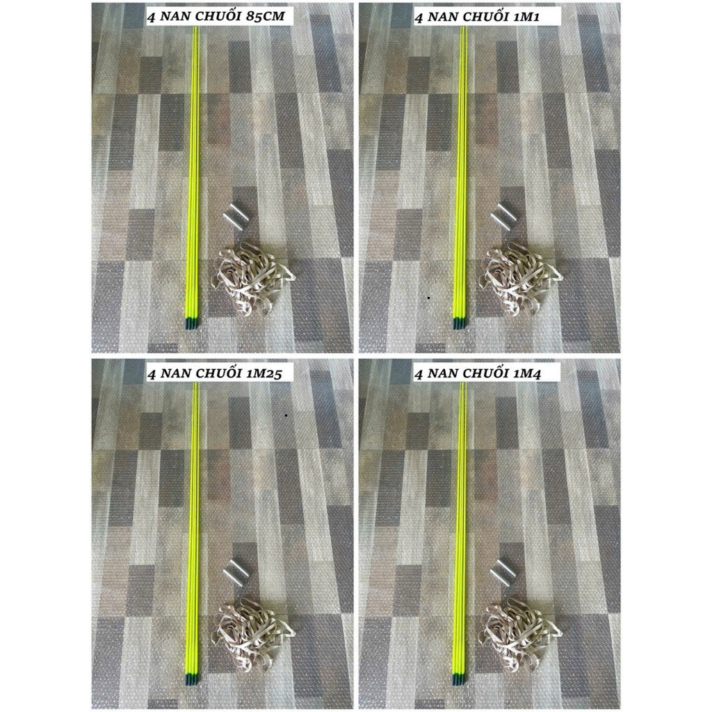 combo 4 nan cacbon làm diều , nan cacbon tím xanh chuối đen xoắn 80cm 95cm 1m1 1m25 1m4 dùng làm diề