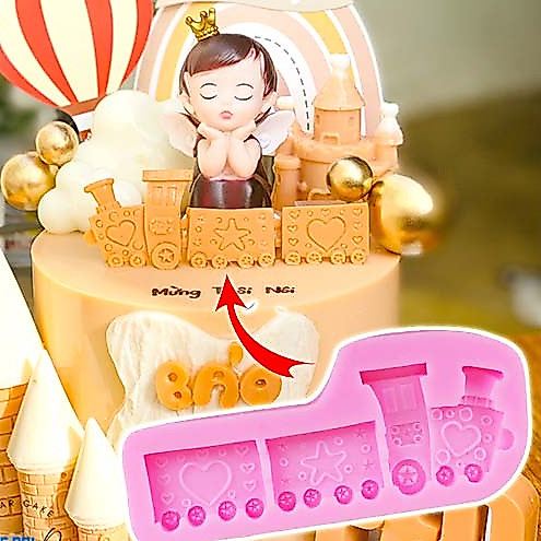 Khuôn silicon đoàn tàu hỏa làm chocolate rau câu đất nặn