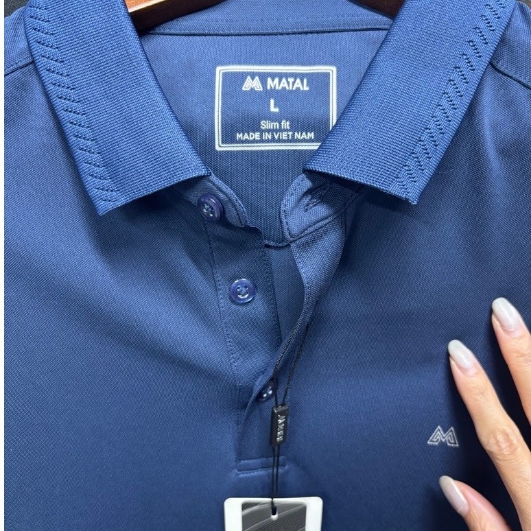 Áo polo nam MATAL dáng slimfit màu xanh than( ảnh shop chụp)