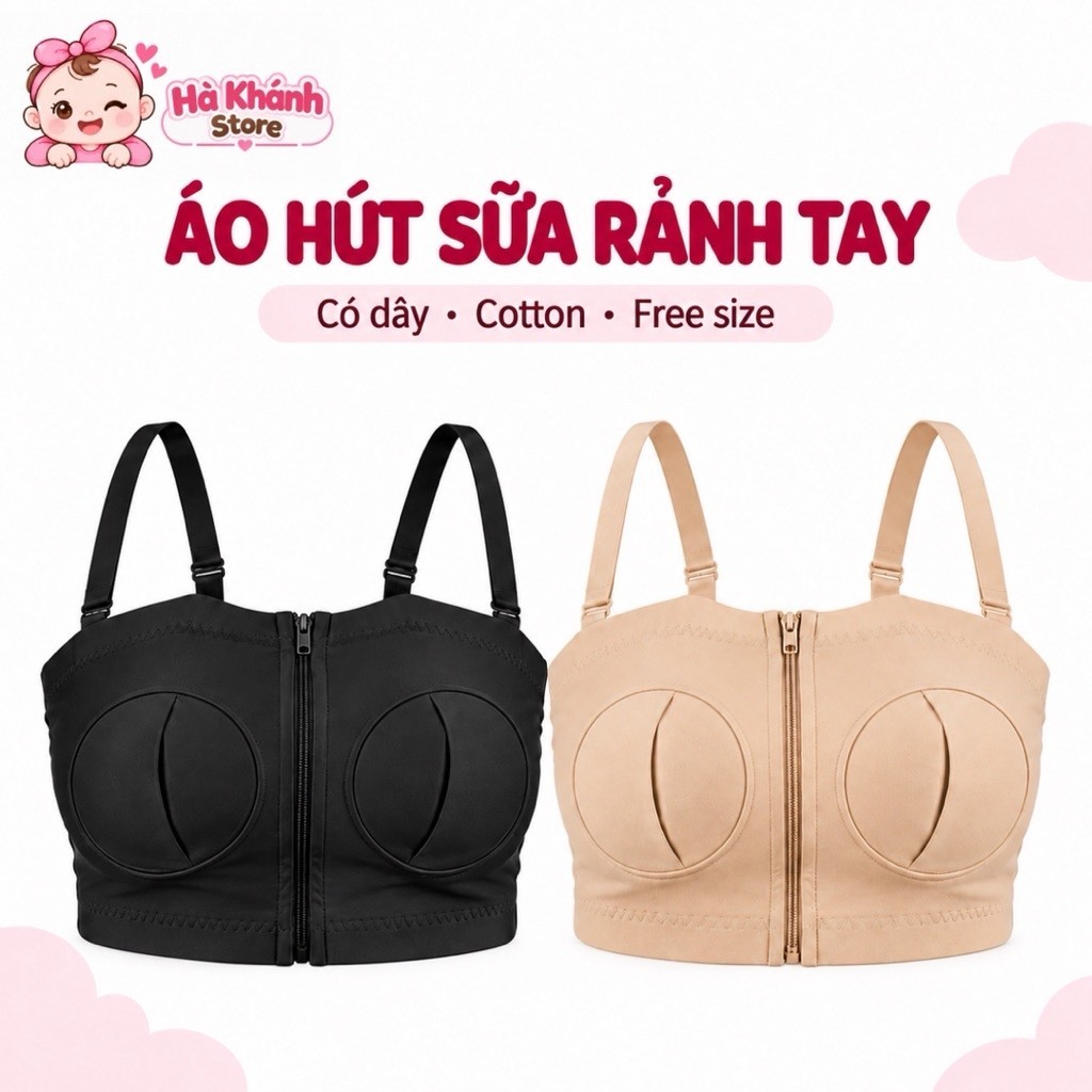 Áo hút sữa rảnh tay có dây cho mẹ chất cotton có điều chỉnh kích thước