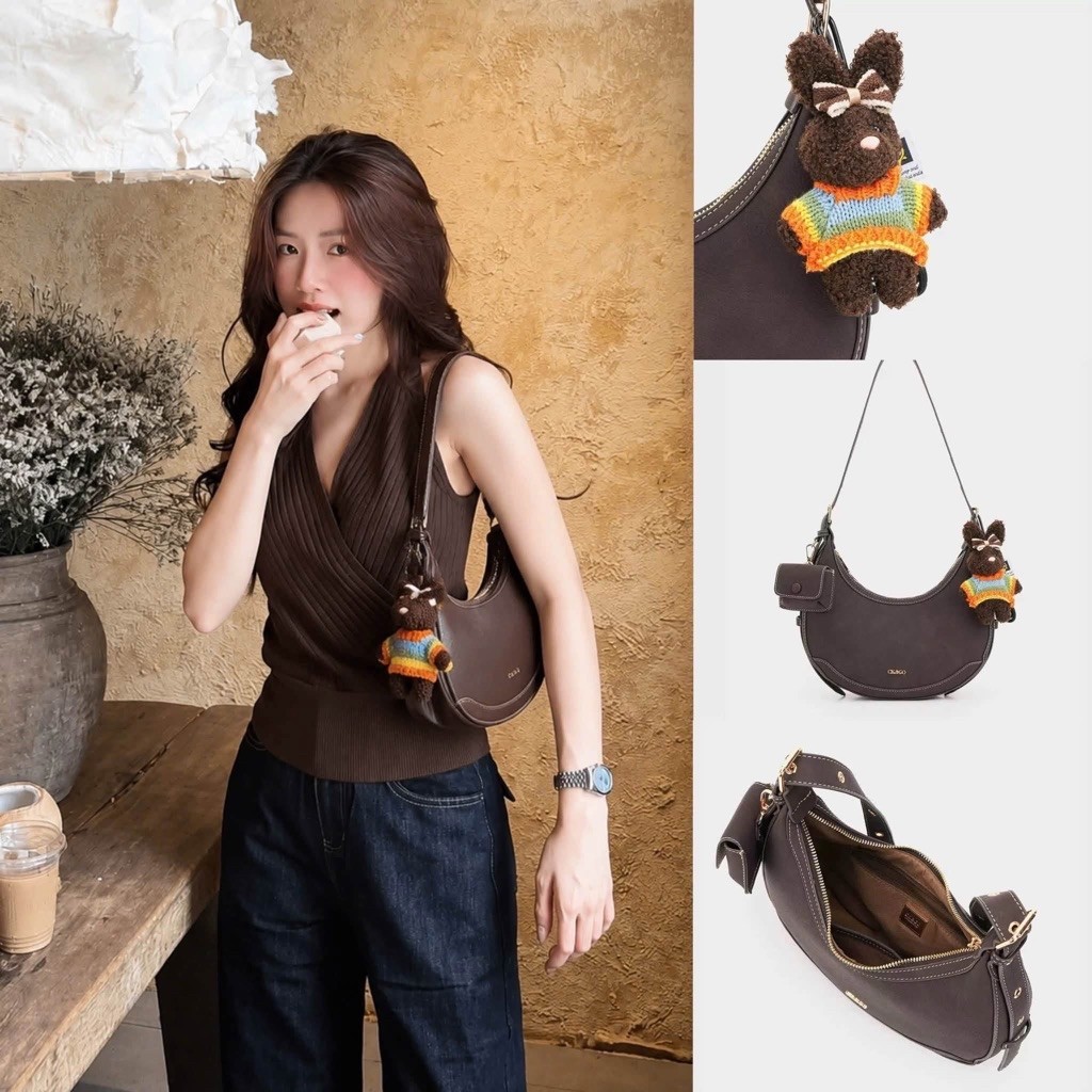 Túi khuyết CK&GO Tặng kèm Ví Con & Charm gấu xịn sò đeo vai sang chảnh