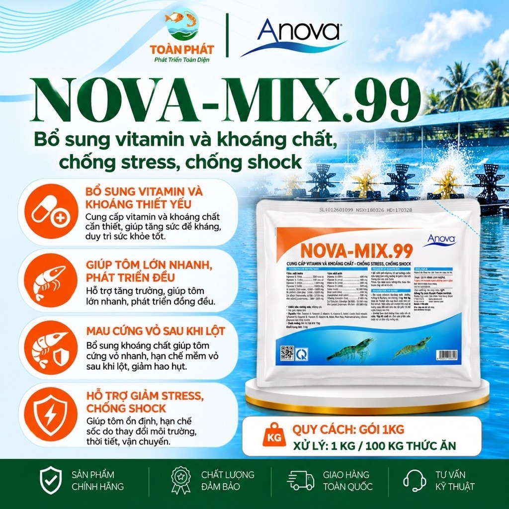 Anova Nova-Mix.99 - Bổ Sung Vitamin & Khoáng Chất Cho Tôm Lớn - Giúp Tăng Sức Khỏe & Chống Stress - 