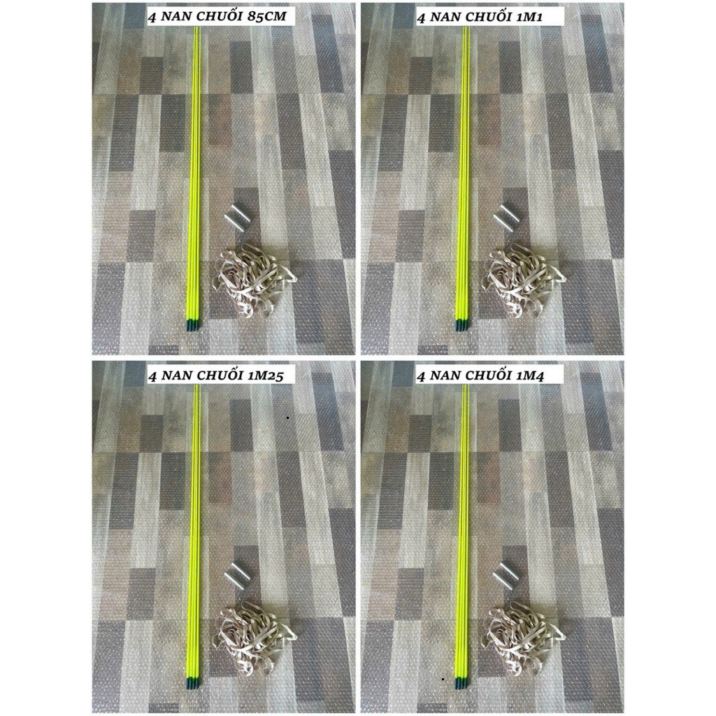 combo 4 nan cacbon làm diều , nan cacbon tím xanh chuối đen xoắn 80cm 95cm 1m1 1m25 1m4 dùng làm diề