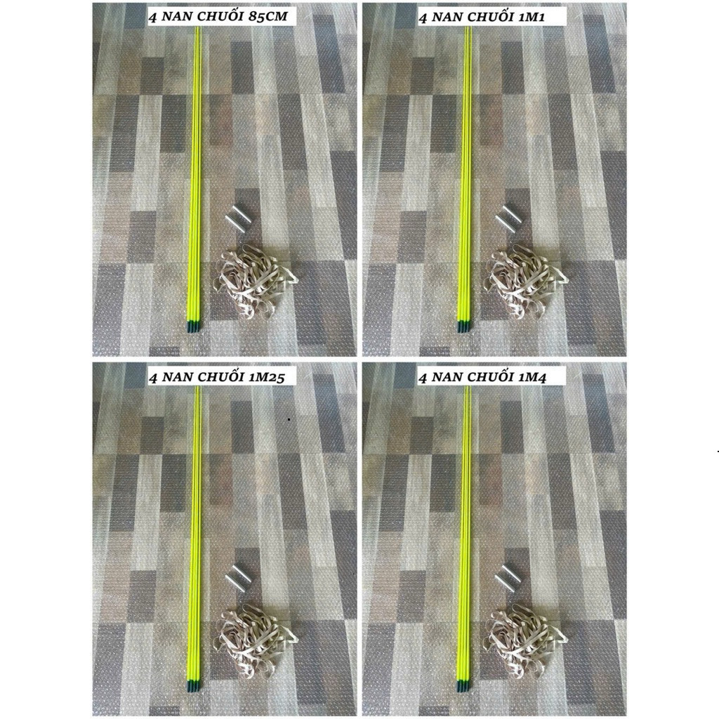 combo 4 nan cacbon làm diều , nan cacbon tím xanh chuối đen xoắn 80cm 95cm 1m1 1m25 1m4 dùng làm diề