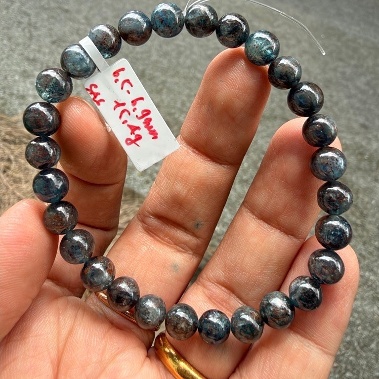 (SA6)(6,5-6,9mm)Vòng tay Kyanite+Iolite xanh đậm tinh thể dày