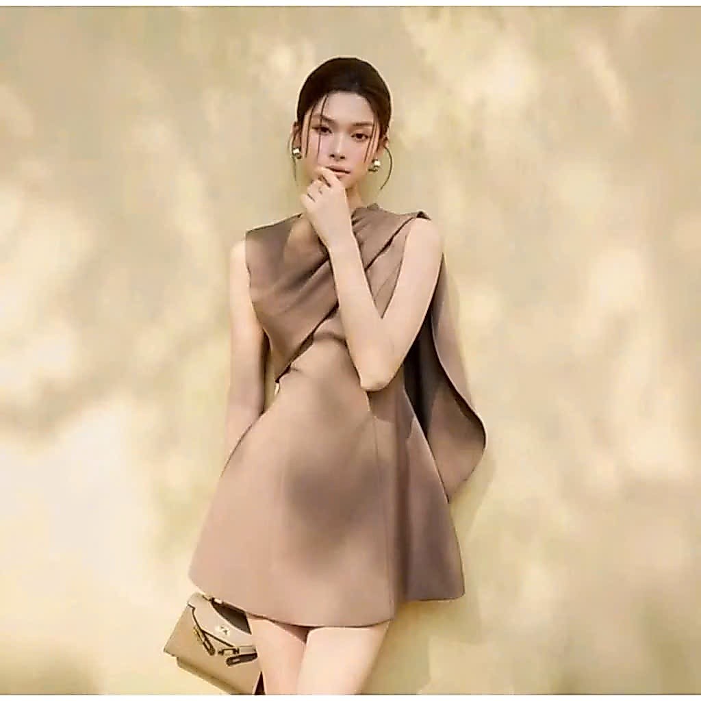 G5 Đầm nữ phom dáng chữ A tà chéo bay siêu xinh tôn dáng Akara Closet