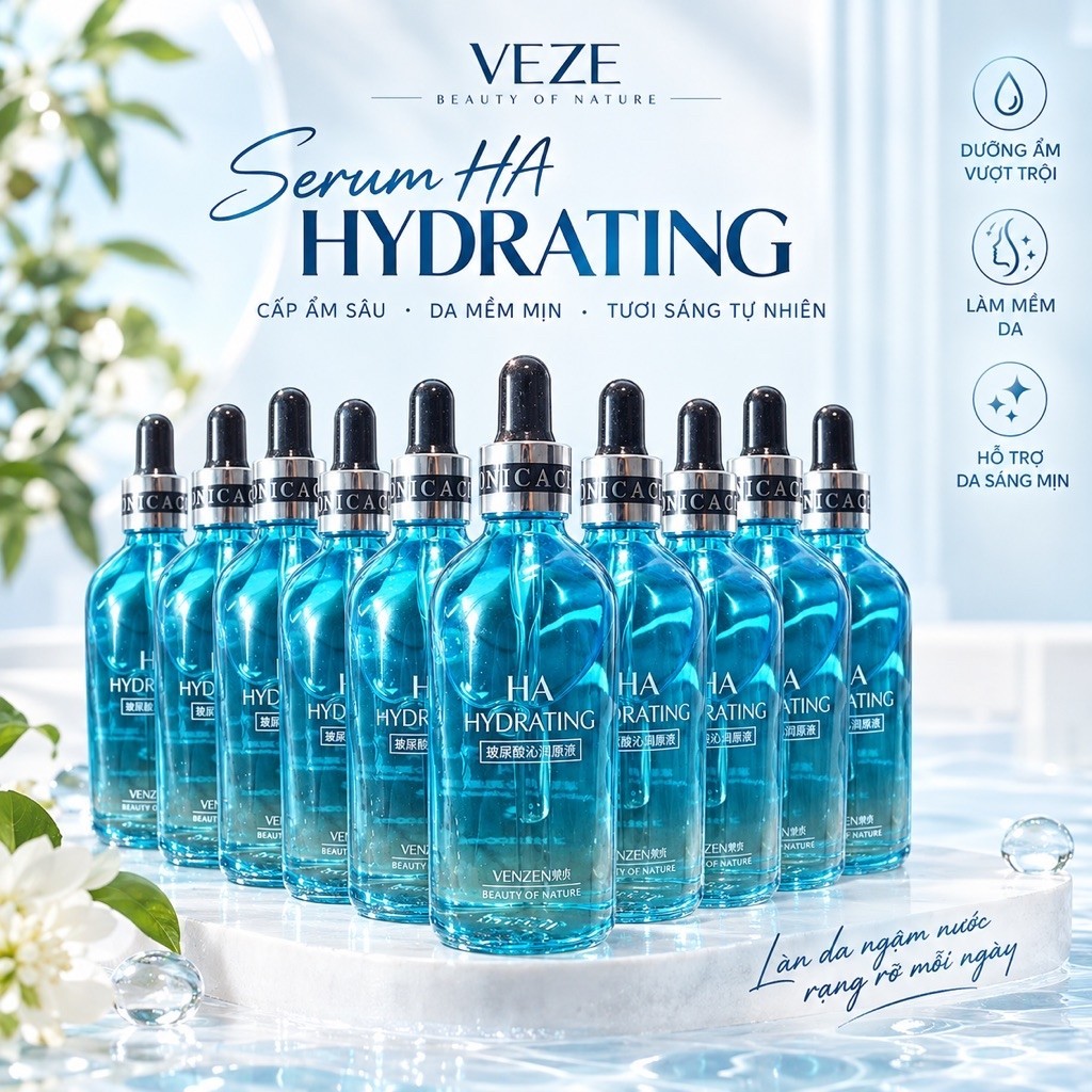 Combo 10 Lọ Serum HA Hydrating VEZE Cấp Ẩm Sâu, Làm Mềm Da Và Hỗ Trợ Da Sáng Mịn Tự Nhiên