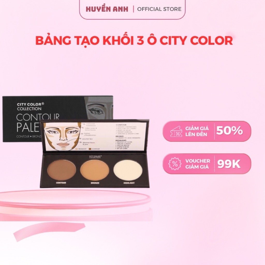 Phấn tạo khối 3 ô City Color Contour Effects Palette