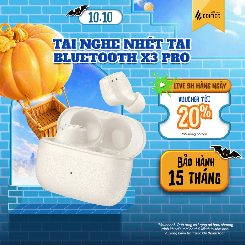 Tai Nghe Bluetooth Nhét Tai EDIFIER X3 PRO | Thời Gian Sử Dụng Tới 22H | Chống Ồn Chủ Động | Bảo Hành 15 Tháng