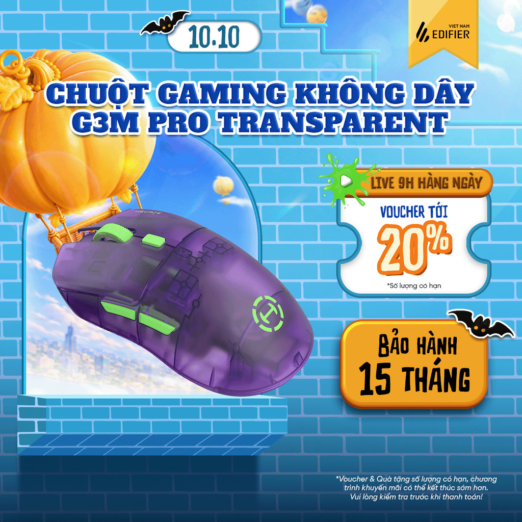 Chuột Gaming Không Dây EDIFIER G3M PRO | Thời Gian Sử Dụng Đến 70H | Độ Trễ Thấp 1ms | 3 Chế Độ | Bảo Hành 15 Tháng
