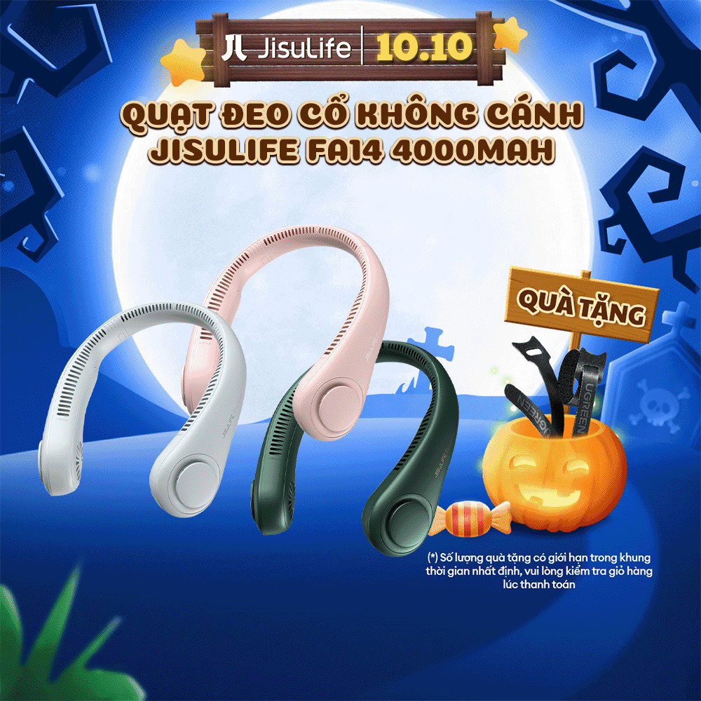 Quạt Đeo Cổ Không Cánh JISULIFE FA14 Siêu Mát 270 Độ - Pin 4000mAh Sử Dụng Lên Đến 16H Chính Hãng - 