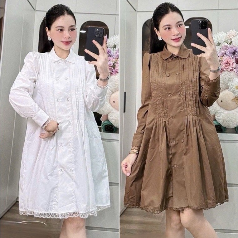 (NH CLOTHING) Váy thô pha ren M12003 sm