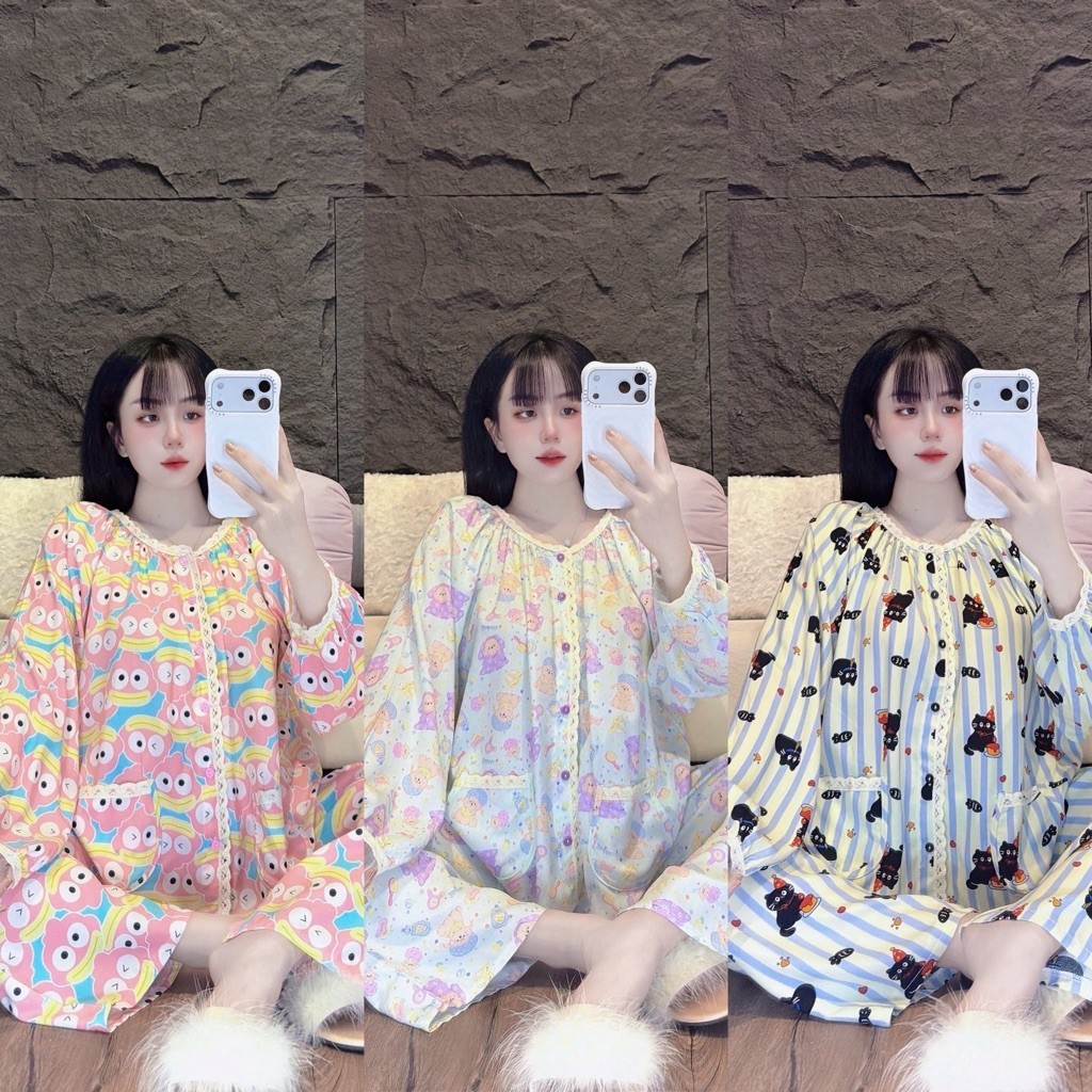 Set Bộ Tole Thiết Kế Chạy Viền Ren Quần Suông Cài Nút - HN CLOSET
