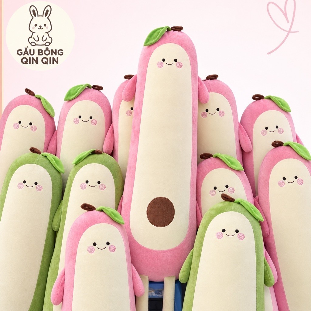 Gấu bông trái bơ 1m3 (có khóa kéo )cute vải miniso mềm mịn size 1m3 và  1m hàng quảng châu ( tính cả