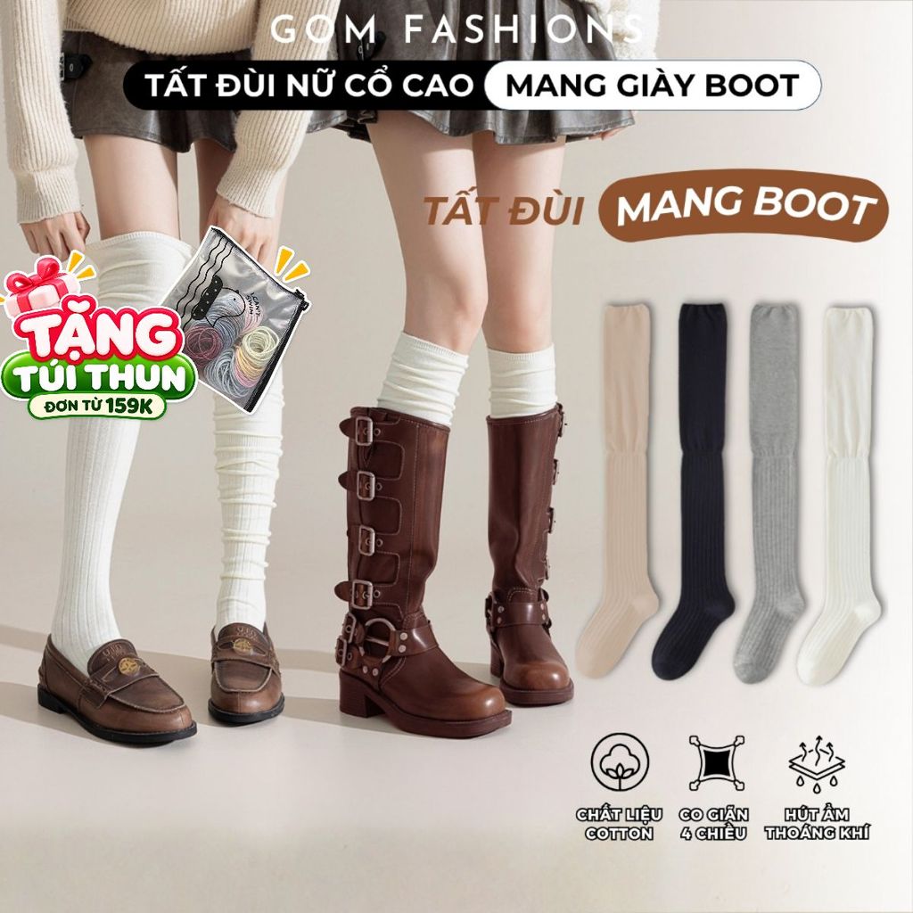 Tất đùi nữ lolita mùa đông mang boot GOMTAT, vớ đùi cổ cao thời trang, mang…