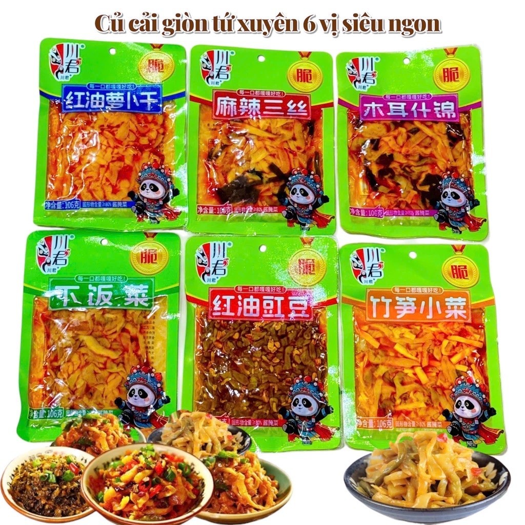 Cải Củ Giòn Tứ Xuyên 6 Vị Ăn Liền Siêu Ngon